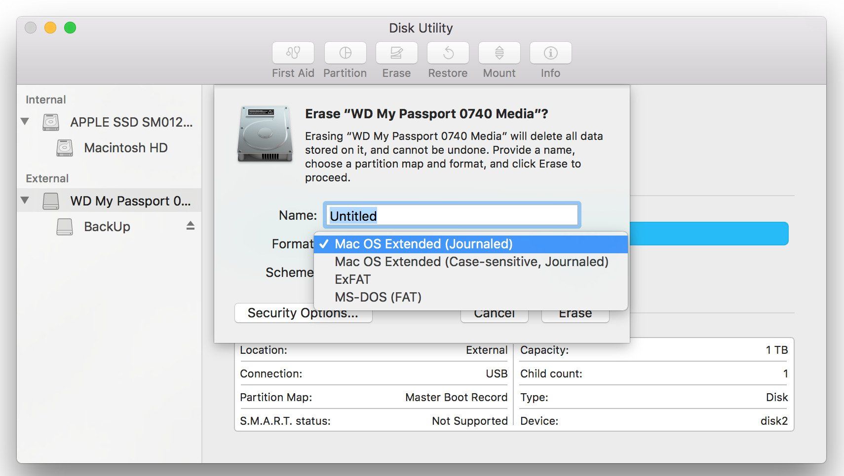 move format a external hard drive for mac